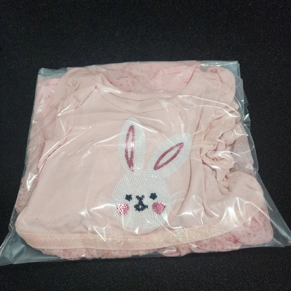 Cat‎ Jack Toddler Girls Pink Bunny Dress Tulle Glitter Easter Size 3T